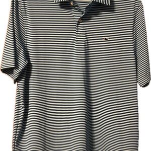 Vineyard Vines Black and White Striped Polo